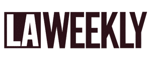 Logo displaying the text "LA WEEKLY" with a dark background, highlighting sections that have been deleted for a streamlined look.