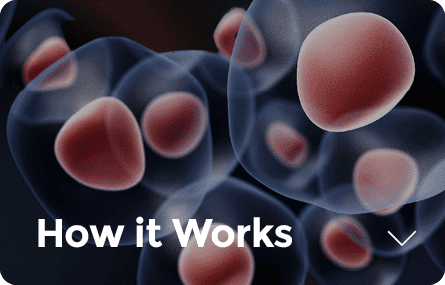 Close-up illustration of red and blue cells with the text "How it Works" at the bottom, exploring fascinating insights into what red light therapy is good for.