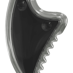 The Vital Gua Sha, featuring a sleek black design with a clear border and two suction cups, is displayed against a plain background, perfectly complementing your red light therapy devices for a holistic self-care routine.