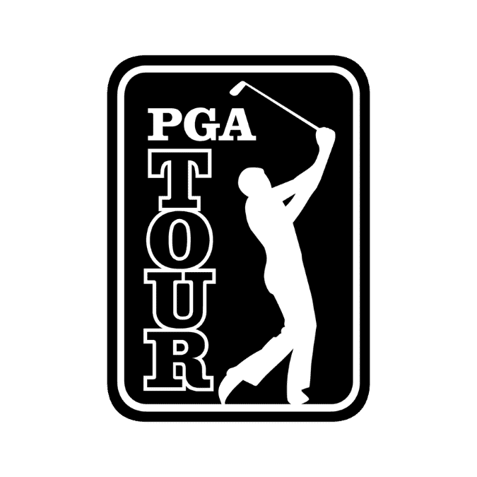 Black and white PGA TOUR logo featuring a silhouette of a golfer swinging a club.