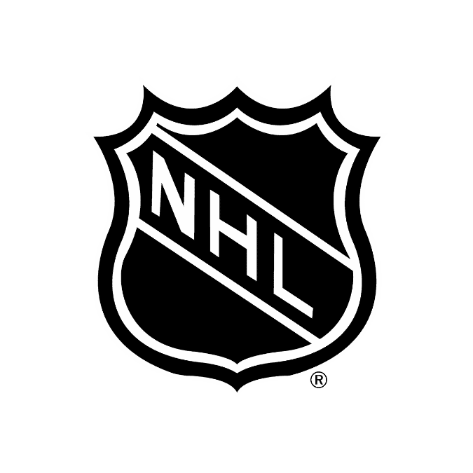 Black and white NHL logo featuring a shield shape with the letters "NHL" diagonally across the center.